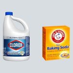 Mixing bleach and baking soda for general purpose cleaning.