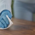 Removing grease from wood countertop.