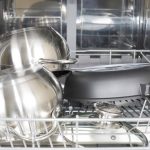 Stainless steel items in the dishwasher.