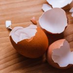 Eggshells on the table.